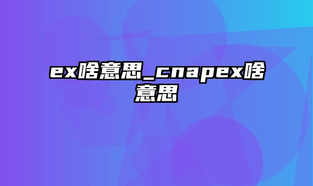 ex啥意思_cnapex啥意思