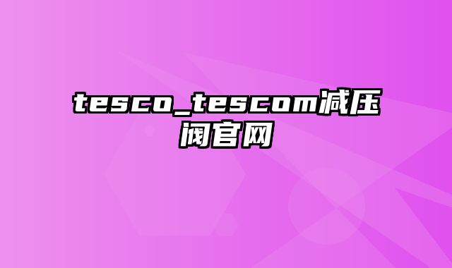 tesco_tescom减压阀官网