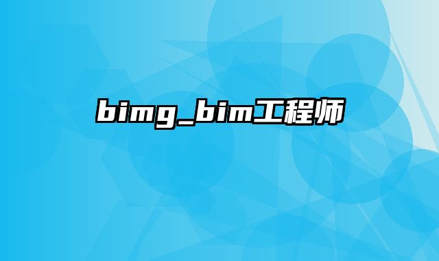 bimg_bim工程师