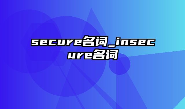 secure名词_insecure名词